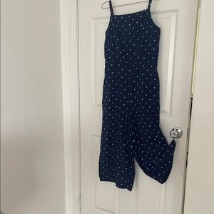 Old Navy Blue and White Polka Dot Jumpsuit